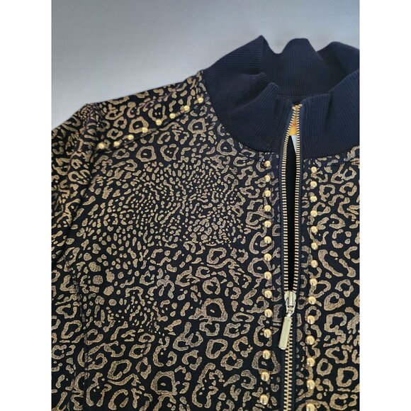 Rudy Rd. Women's Petite Metallic Studded Long Sleeve Jacket Black/Gold Size PL - Picture 5 of 13